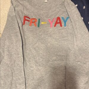 Gray Sweatshirt with Colorful 'FRI-YAY' Embroidery